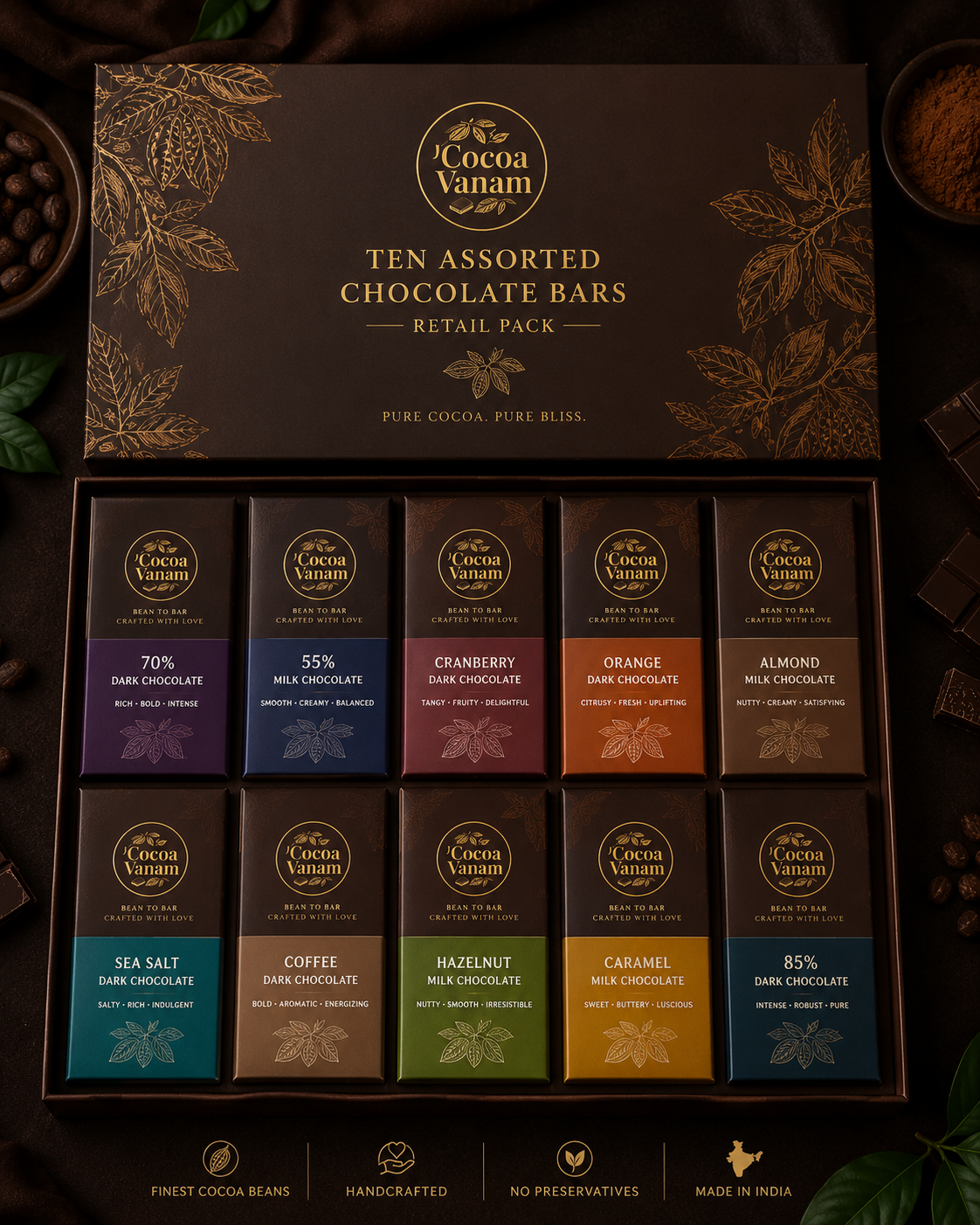 Ten Assorted Chocolate Bars Retail Pack
