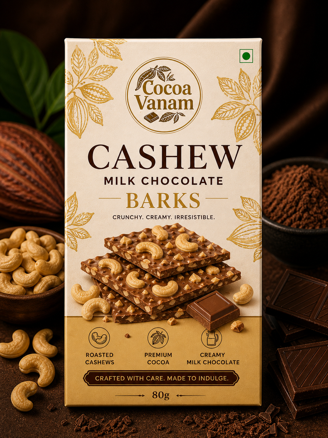 Cashew milk chocolate barks